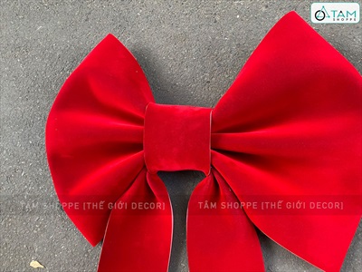 [Order 3 - 4 ngày] Nơ đỏ Bitis phun nhung 2 cánh - 2 lớp [Đứng form - Nhiều cỡ] PK-NO-08